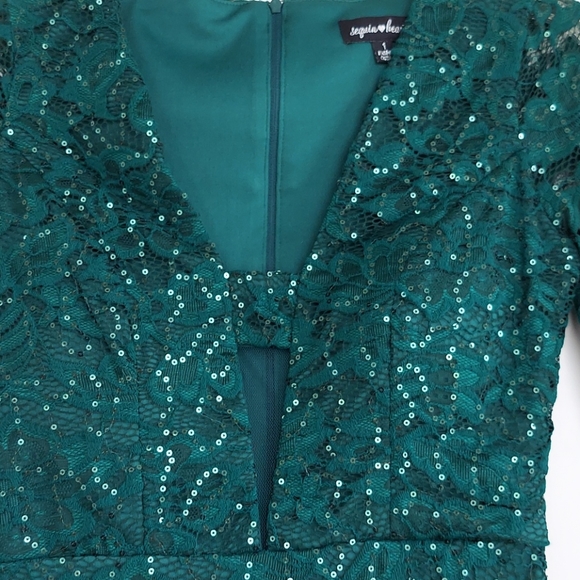 NWT Lace Sequin Midi Dress w/Lace Sleeves - Picture 3 of 16